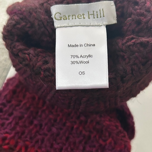 New In Package Garnet Hill Raspberry Wool Blend Knit Fingerless Gloves OS - Picture 6 of 6